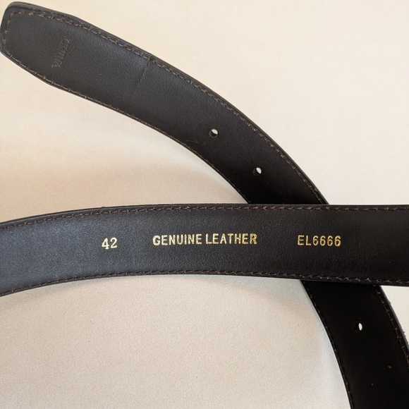 2 Men's Leather Dress Belts 40 42 Black Silver Buckle Oxblood Gold Nordstrom - Picture 14 of 17